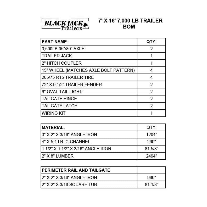 7' X 16' Utility Trailer 7,000lb