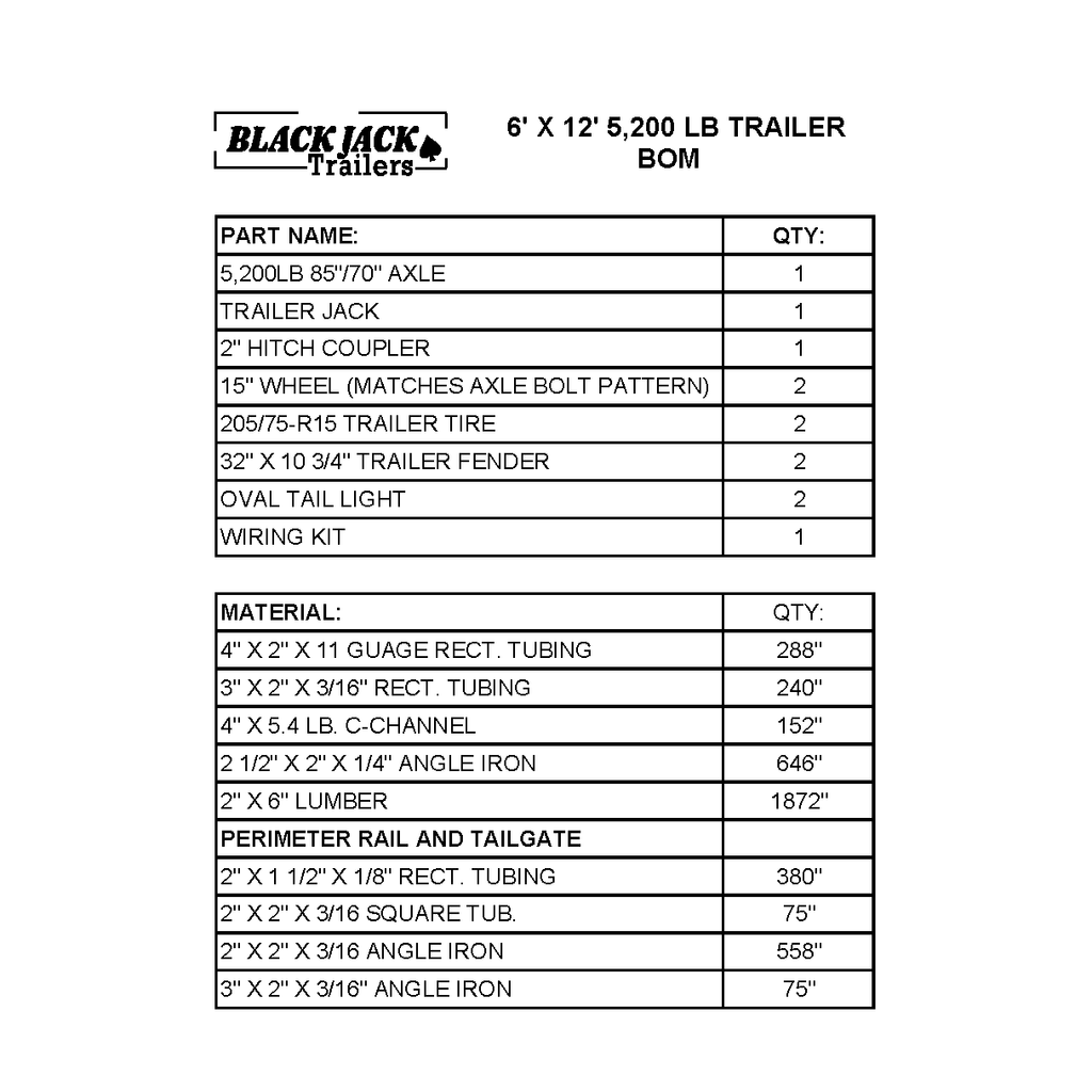 6' x 12' Utility Trailer 5200lb